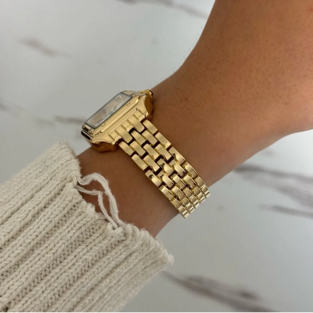 Panthere Classic Rectangle Stainless Steel Gold Watch